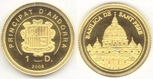 2008 Andorra gold 1 Diner (Staint Peter's Basilica) K000128